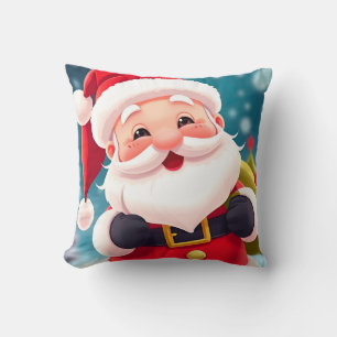 Cheerful Santa Claus Illustration Celebrating Cushion