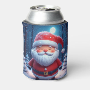 Cheerful Santa Claus In Snowy Forest Can Cooler