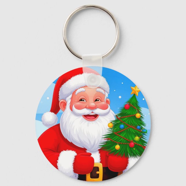 Cheerful Santa Claus Key Ring (Front)