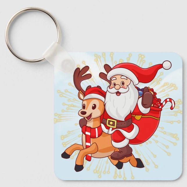 Cheerful Santa Claus – Perfect Christmas G Key Ring (Front)