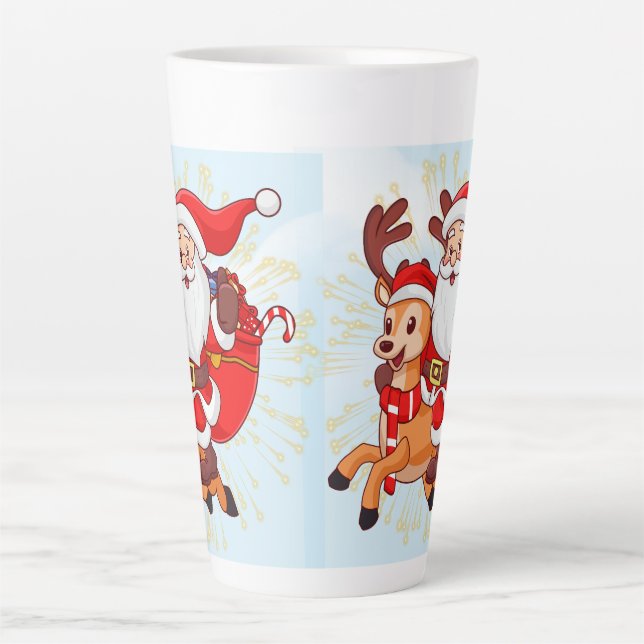 Cheerful Santa Claus T-Shirt – Perfect Christmas  Latte Mug (Front)