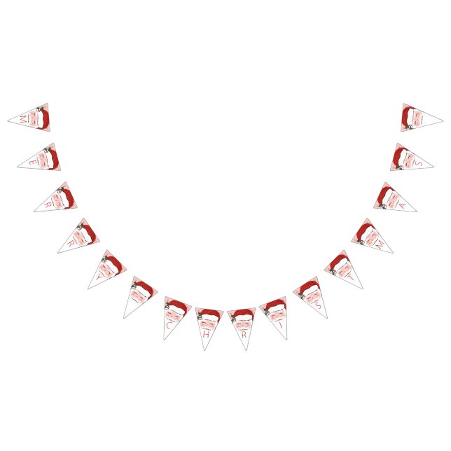 Cheerful Santa Face Christmas Bunting Flags (All)