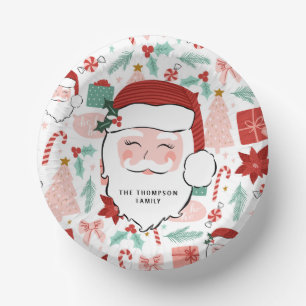 Cheerful Santa Face   Christmas  Paper Bowls Plate