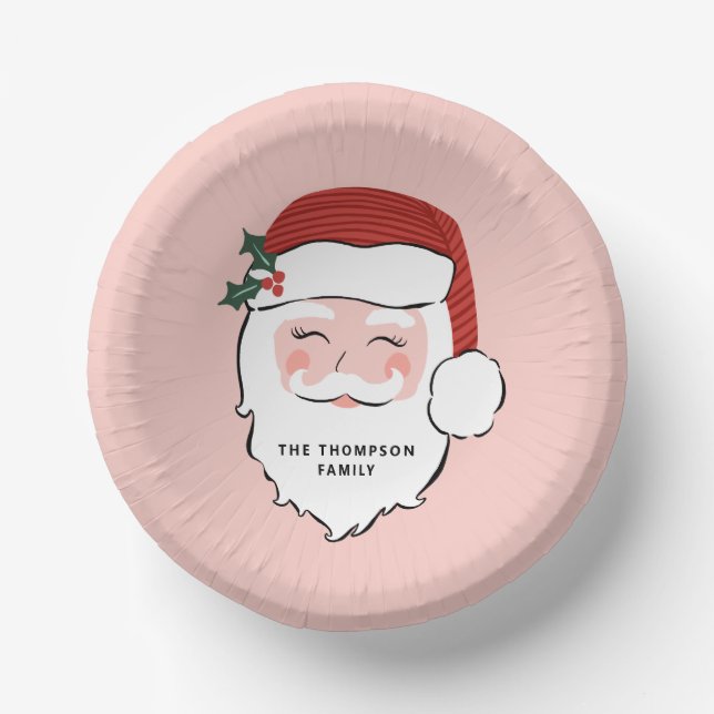 Cheerful Santa Face | Christmas  Paper Plate (Front)