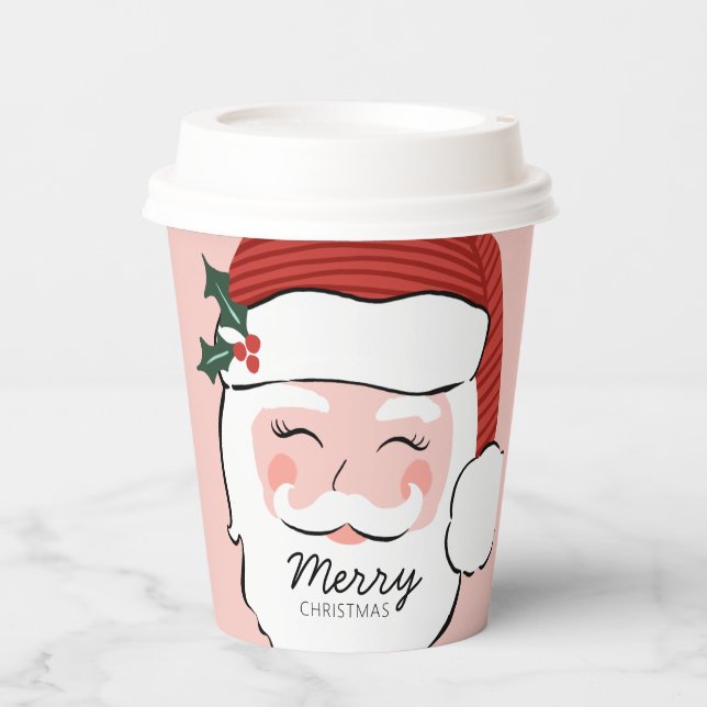 Cheerful Santa Face | Merry Christmas  Paper Cups (Front)