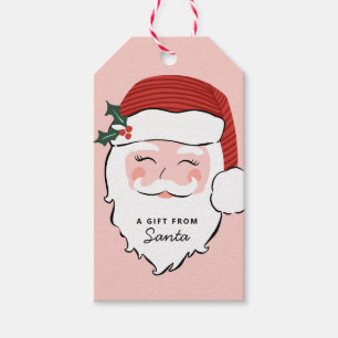 Cheerful Santa Face   Pink and Red   From Santa Gi Gift Tags