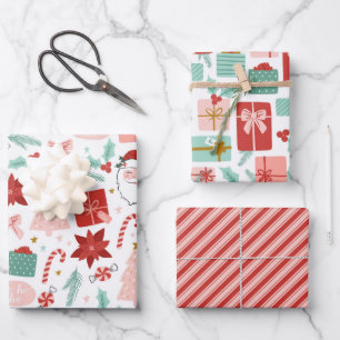 Cheerful Santa Holiday Wrapping Paper Sheet