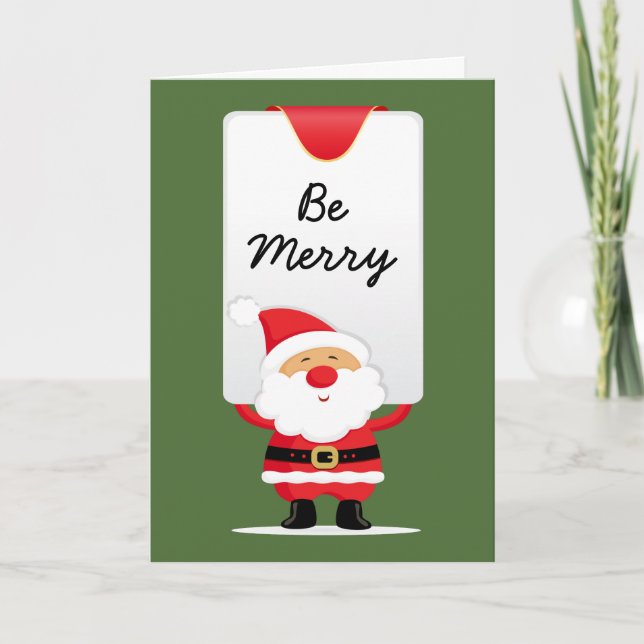 Cheerful Santa Personalised Christmas Holiday Card (Front)