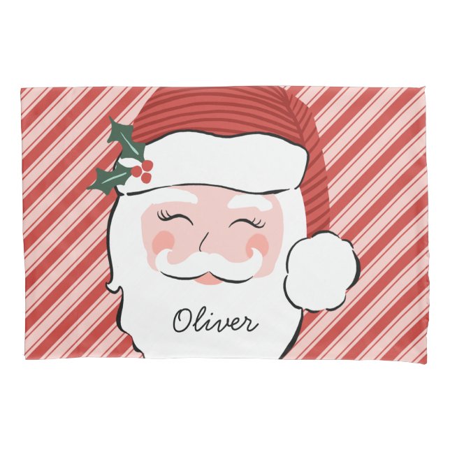 Cheerful Santa Personalised Christmas  Pillowcase (Front)
