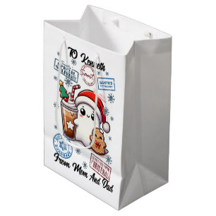 Cheerful Santa Sack With Playful Holiday  Medium Gift Bag