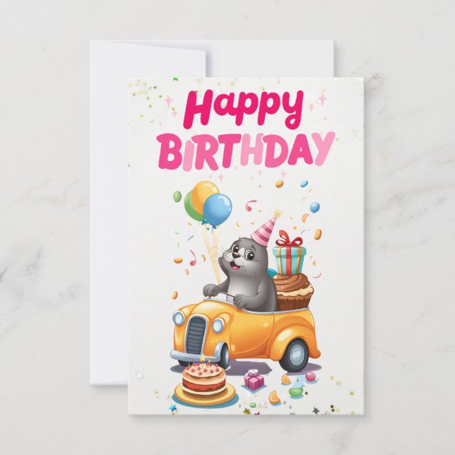 Cheerful Seal Greetings Card (Front)