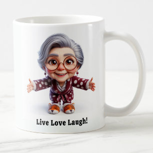 Cheerful Senior Citizen in Cosy Attire Coffee Mug
