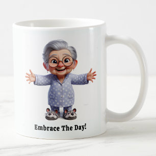 Cheerful Senior Citizen in Cosy Attire Coffee Mug