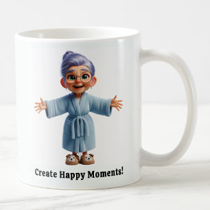 Cheerful Senior Citizen in Cosy Attire Coffee Mug