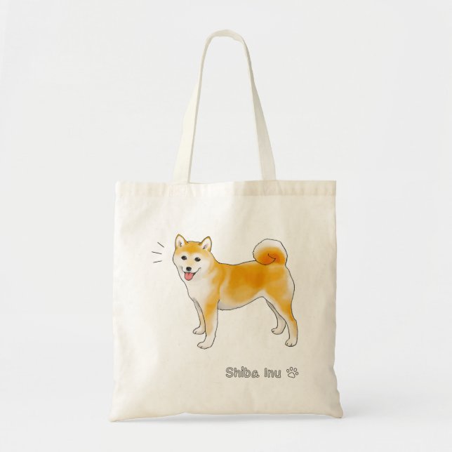 Cheerful Shiba Inu Dog Tote Bag (Front)