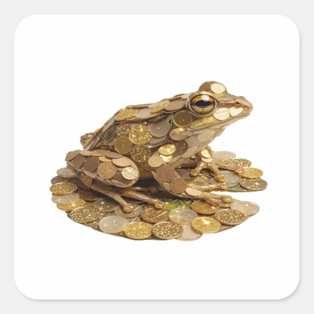 Cheerful Silver MONEY BAGGED FROG Decal Design Square Sticker (Front)