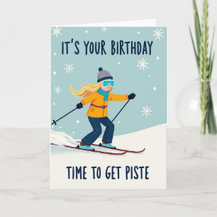 Cheerful Skier Birthday Card