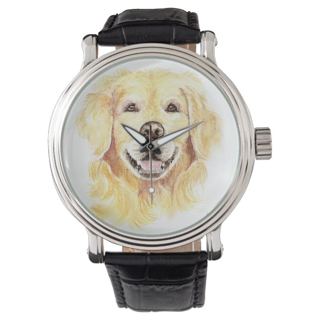 Cheerful Smiling Golden Retriever Dog Pet Animal Watch (Front)