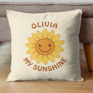 Cheerful Smiling Sunflower "My Sunshine" Cushion