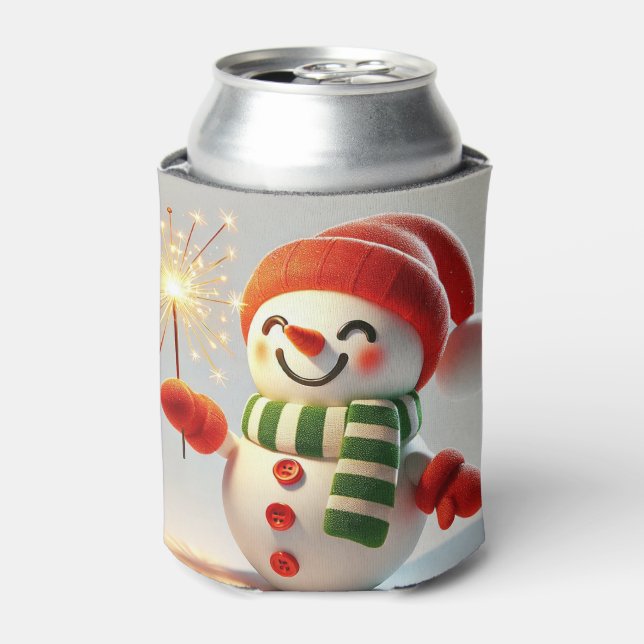 Cheerful Snowman Can Cooler (Can Front)