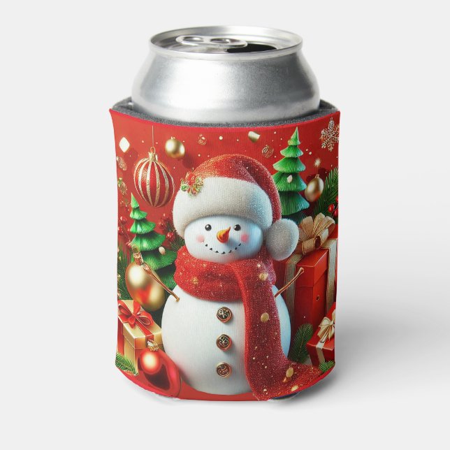 Cheerful Snowman Can Cooler (Can Back)
