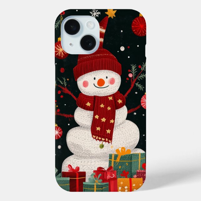 Cheerful Snowman Christmas Festive Holiday Case-Mate iPhone Case (Back)