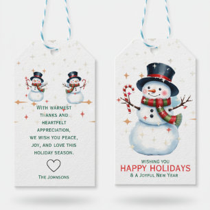 Cheerful Snowman Christmas gift tags