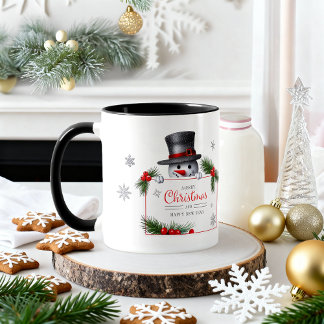 Cheerful Snowman Christmas New Year Greetings Mug