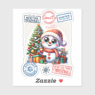 Cheerful Snowman Christmas Sticker