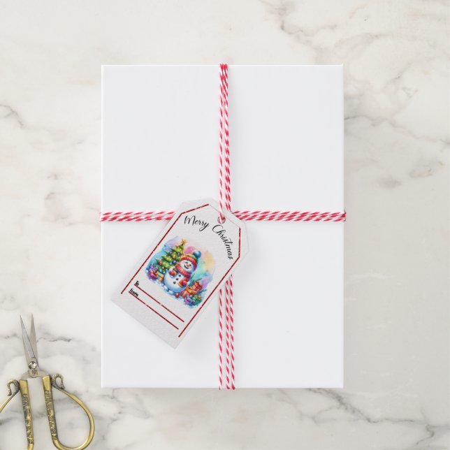 Cheerful snowman Christmas tags (With Twine)