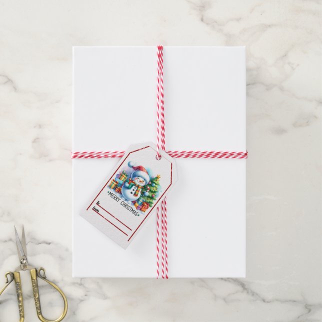 Cheerful snowman Christmas tags (With Twine)