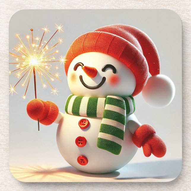 Cheerful Snowman Coaster (Front)