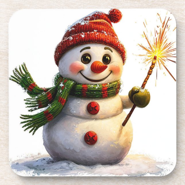 Cheerful Snowman Coaster (Front)