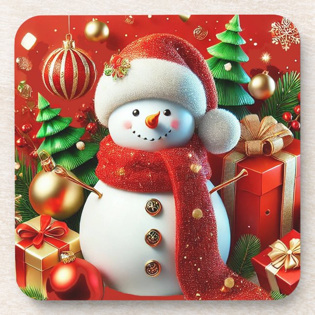Cheerful Snowman Coaster (Front)