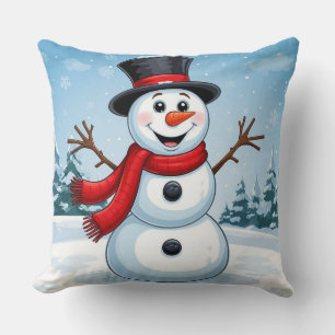 Cheerful Snowman Cushion