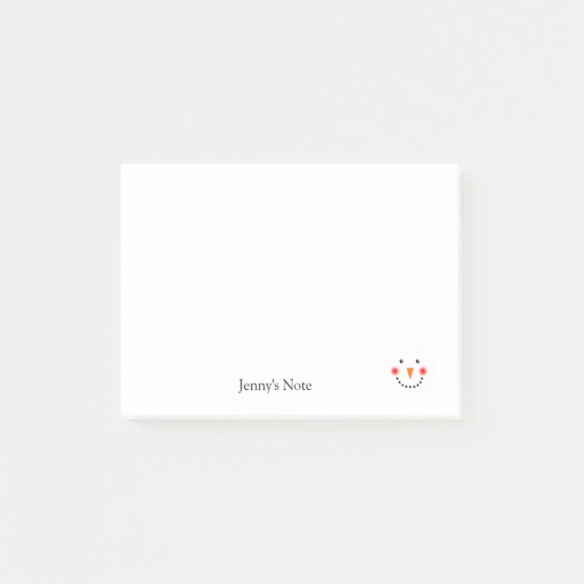 Cheerful Snowman Custom Name Winter Holiday Post-it Notes (Front)