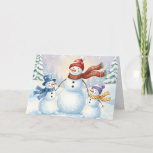 Cheerful Snowman Family Fun Christmas Holiday Card