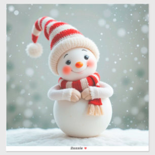 Cheerful Snowman Figurine with Holiday Hat