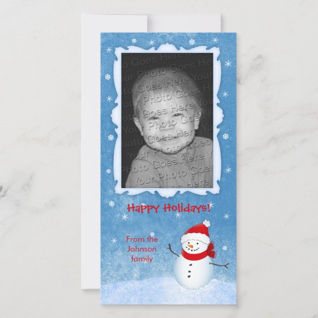 Cheerful Snowman Holiday Card (Front)