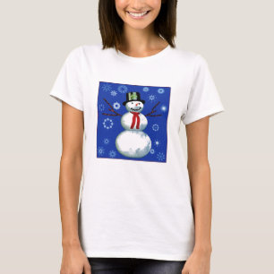 cheerful snowman in top hat