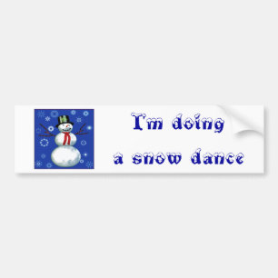 cheerful snowman in top hat bumper sticker