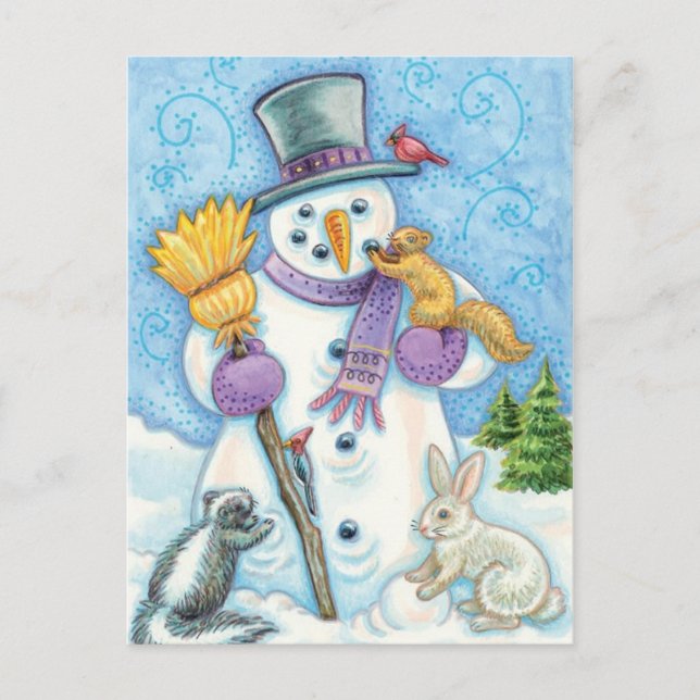 Cheerful snowman postcard (Front)