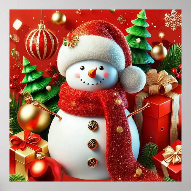 Cheerful Snowman Poster (Front)