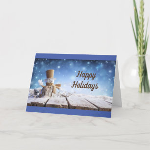 CHEERFUL SNOWMAN WISHES U *HAPPY HOLIDAYS* HOLIDAY CARD