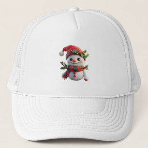 Cheerful Snowman With Santa Hat
