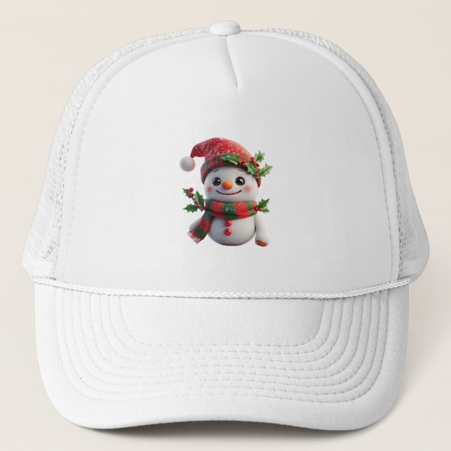 Cheerful Snowman With Santa Hat (Front)