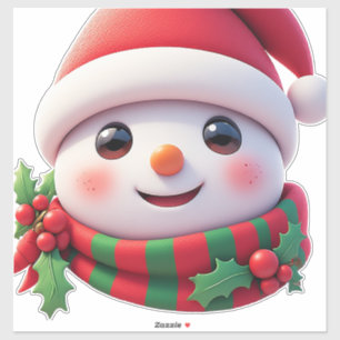 Cheerful Snowman With Santa Hat