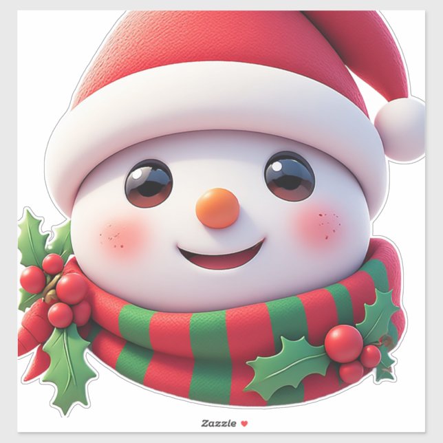 Cheerful Snowman With Santa Hat (Sheet)