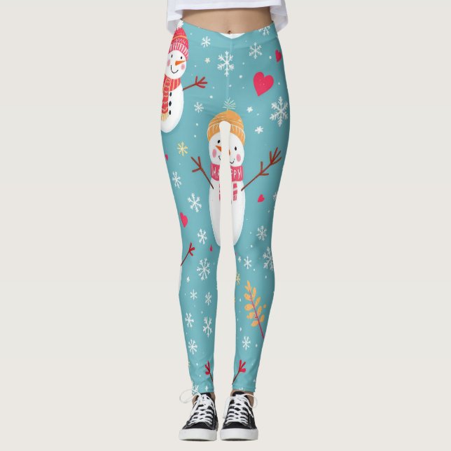 Cheerful Snowmen Leggings (Front)