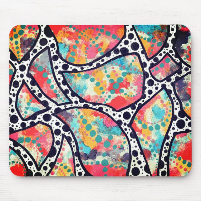 Cheerful Spots, Dots and Funky Lines Mouse Mat (Front)